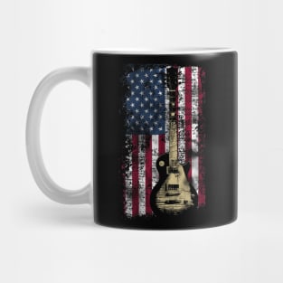 Vintage Us Flag Guitar American Flag Gift Mug